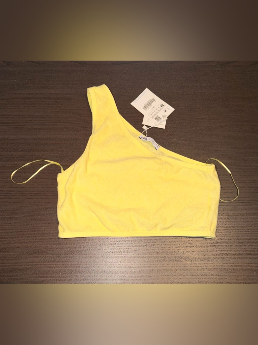 Zara Bright Yellow One-Shoulder Crop Top